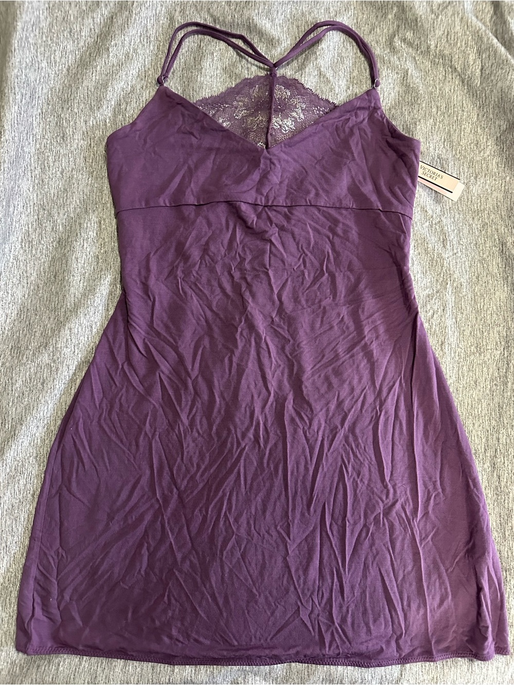 Victoria's Secret Plum Lace-Trim Slip Dress Size M NWT